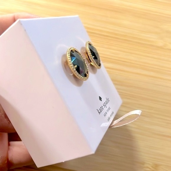 Brand New KATE SPADE She Has Spark Goldtone Metal & Black Crystal Stud Earrings - Picture 7 of 12